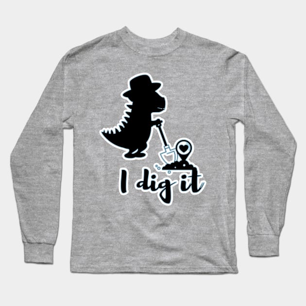 I Dig it Dino Silhouette Long Sleeve T-Shirt by FamilyCurios